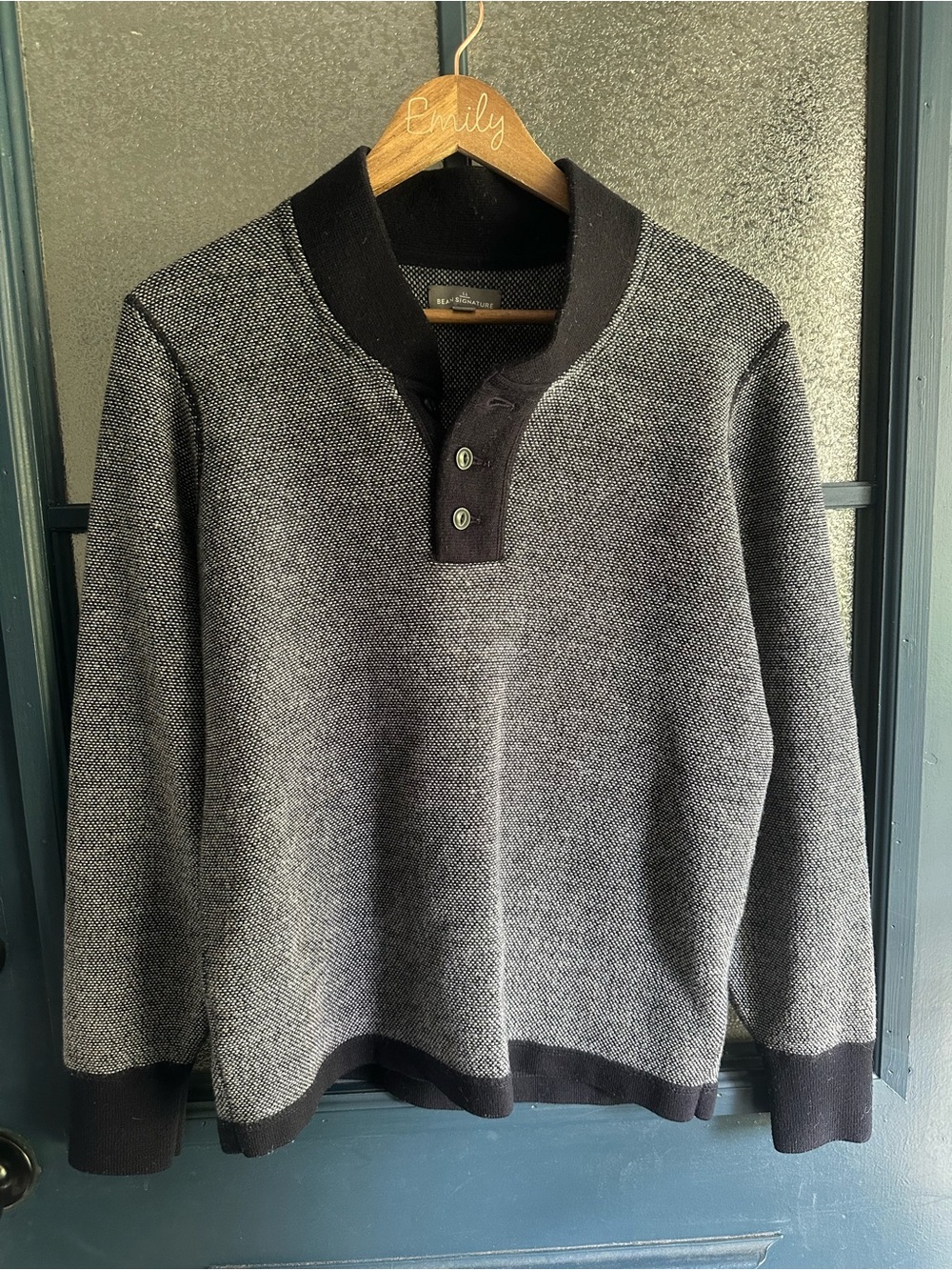 L.L. Bean Signature Quarter Crewneck Henley Sweater